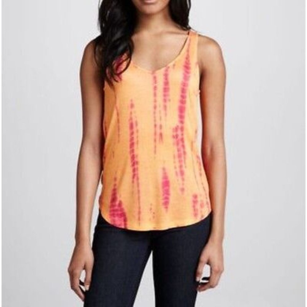 SPLENDID Boho Chic TIE DYE Slub ST.TROPEZ  Knit TOP Open Back CROSSOVER Rayon S